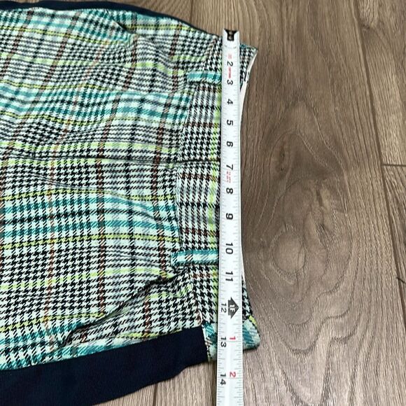 Tanya Taylor Fallon Green‎ Houndstooth Plaid High Rise Semi Flare Pants Size 2 - Picture 7 of 14